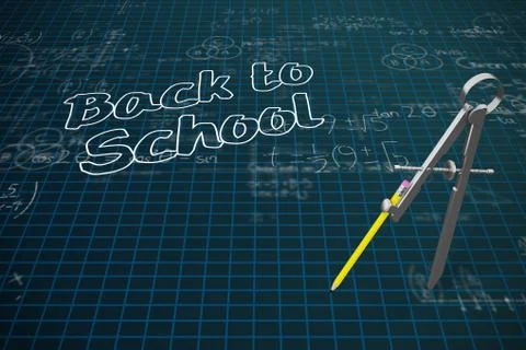 Composite image of digital composite image of drawing compass with pencil 스톡 일러스트