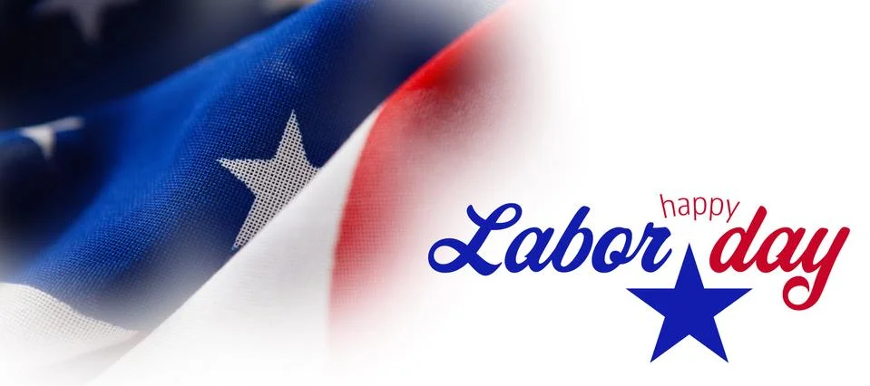 Composite image of digital composite image of happy labor day text with star Illustrazione stock
