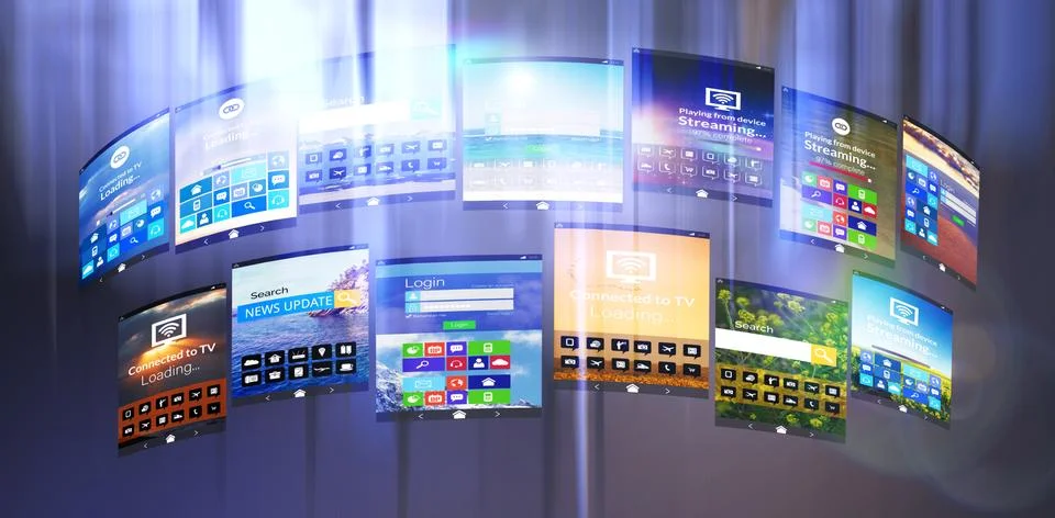Composite image of digital composite image of various device screens Stock Photos
