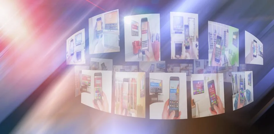 Composite image of digital composite image of various device screens Stock Photos