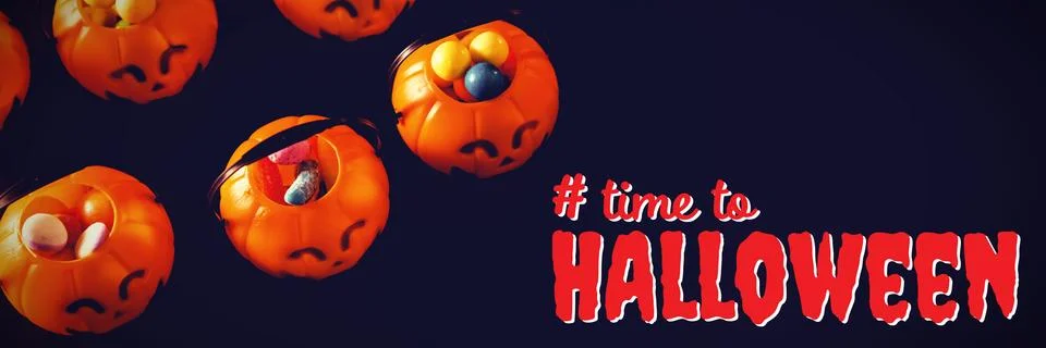Composite image of digital composite image of time to halloween text Photos