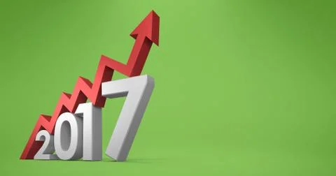 Composite image of digital composite of numbers with arrow Stock Illustration