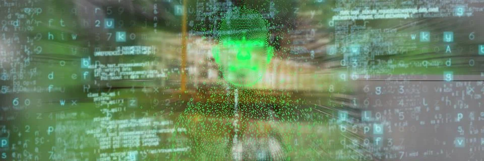 Composite image of digital composite pixelated 3d woman Ilustración de archivo