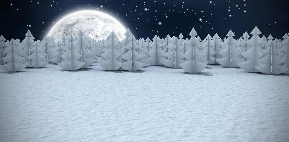 Composite image of digital generated image of christmas trees at forest Stock-Illustration