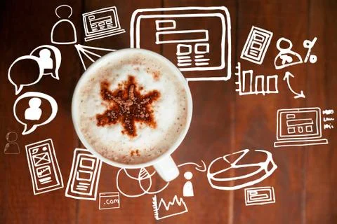 Composite image of digital generated image of various business icons Stock Photos