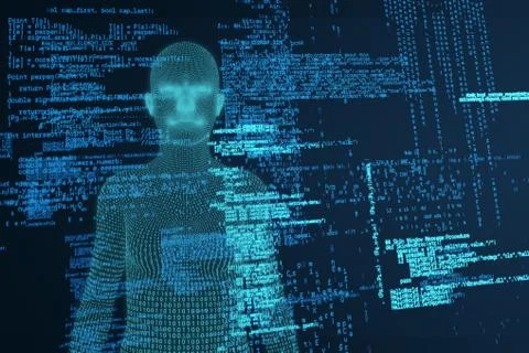 Composite image of digital image of 3d female Stock Illustration