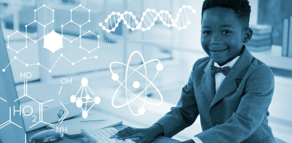 Composite image of digital image of atomic structure Stock Photos