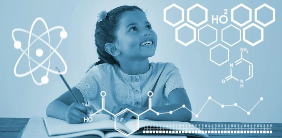 Composite image of digital image of atomic structure Stock Photos