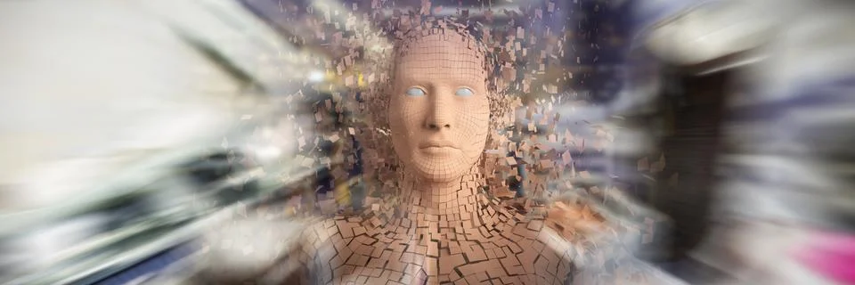 Composite image of digital image of brown pixelated 3d man Ilustración de archivo