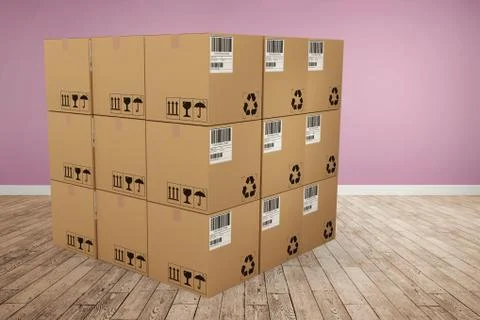 Composite image of digital image of cardboard boxes Stockillustratie
