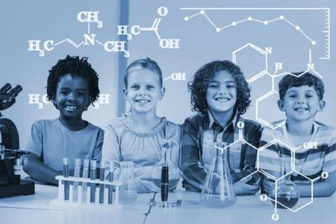 Composite image of digital image of chemical formulas Stock Photos