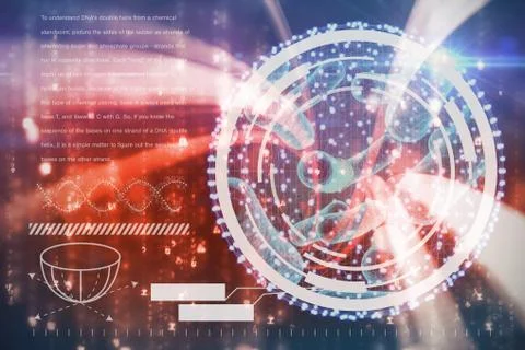 Composite image of digital image of dna interface Stock Illustration