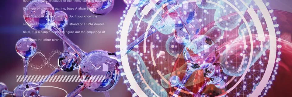 Composite image of digital image of dna interface Stockillustratie