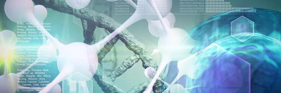 Composite image of digital image of dna helix Ilustración de archivo