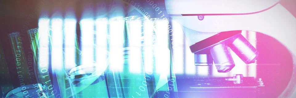 Composite image of digital image of dna helix with numbers Illustrazione stock
