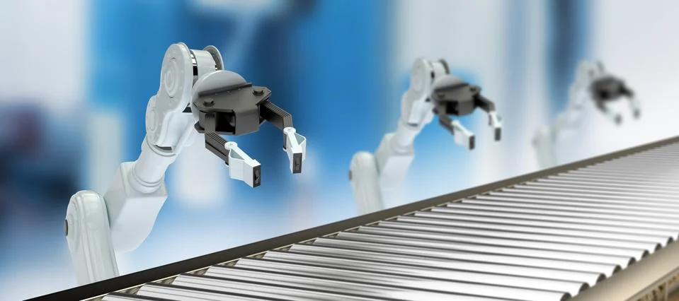 Composite image of digital image of empty production line Illustrazione stock