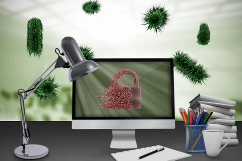 Composite image of digital image of gray lock 3d Stock Illustration