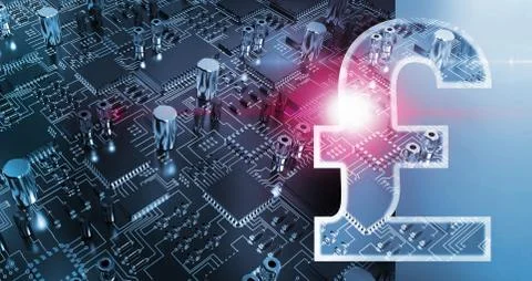 Composite image of digital image of pound symbol Foto stock