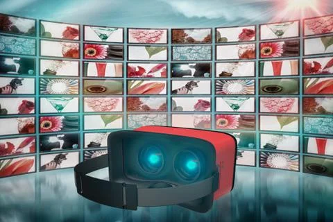Composite image of digital image of red virtual reality simulator Stock Illustration