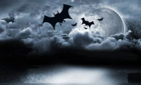 Composite image of digital image of silhouette bat Stock Photos