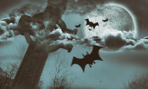 Composite image of digital image of silhouette bat Stock Photos