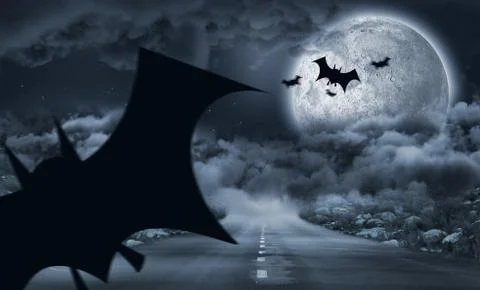 Composite image of digital image of silhouette bat Stock Photos