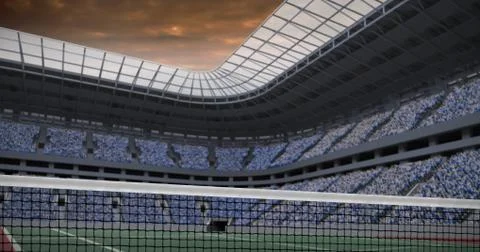 Composite image of digital image of tennis net on a white background 스톡 일러스트