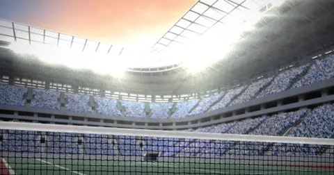 Composite image of digital image of tennis net on a white background Illustrazione stock
