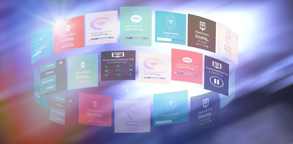 Composite image of digital image of various screens Stock Photos
