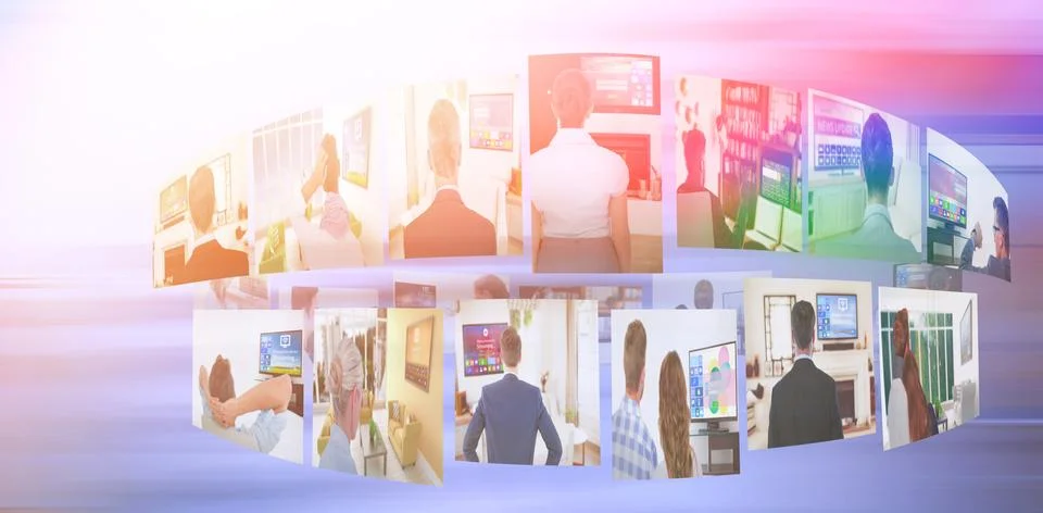 Composite image of digital image of various screens representing business people Stock Photos