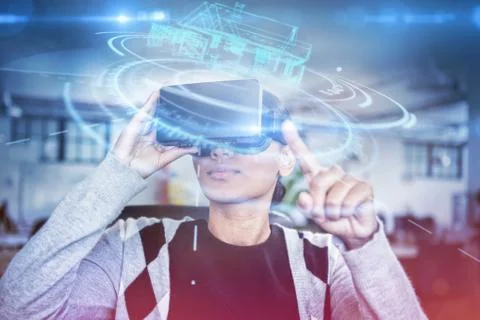 Composite image of digital interface of house 3D Fotos Stock