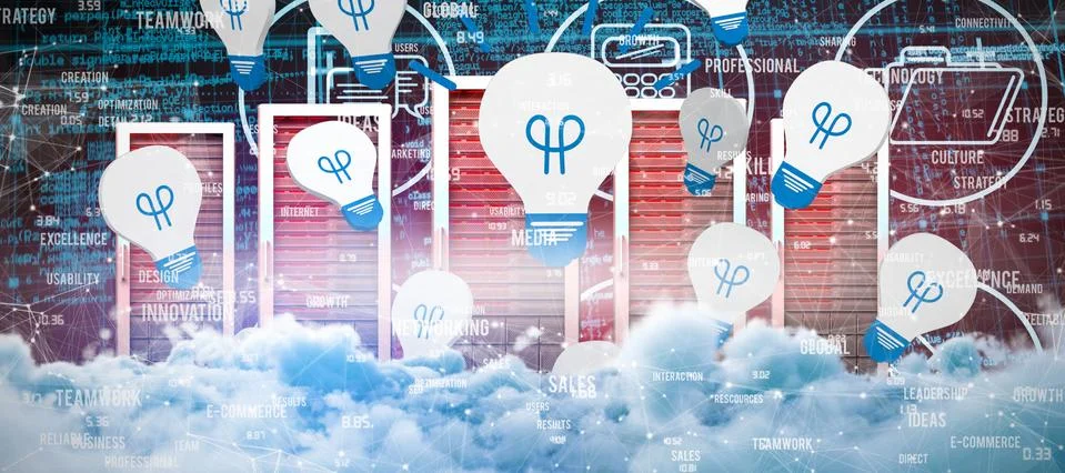 Composite image of digitally composite image of storm clouds Illustrazione stock