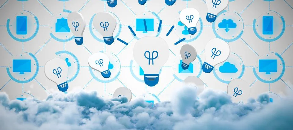 Composite image of digitally composite image of storm clouds Illustrazione stock