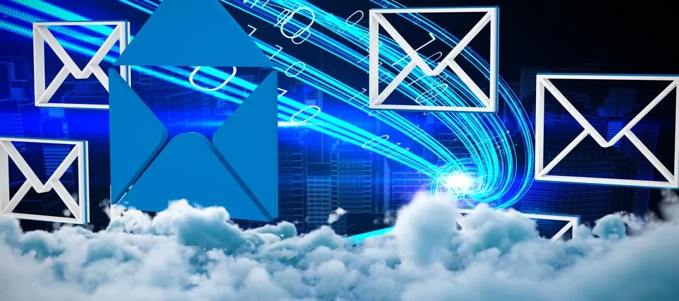 Composite image of digitally composite image of storm clouds Illustrazione stock