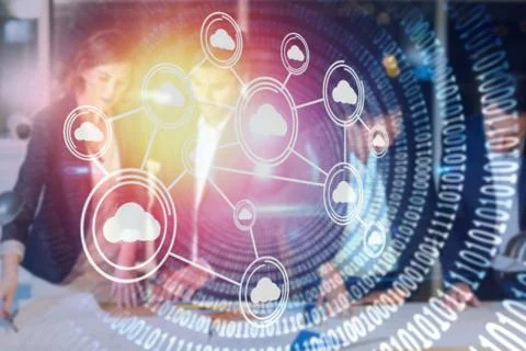 Composite image of digitally composite image of technological interface 3d 写真素材