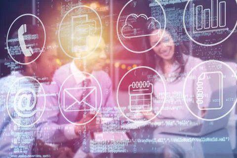 Composite image of digitally composite image of technological interface 3d 写真素材