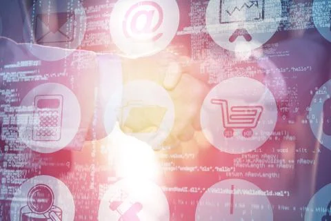 Composite image of digitally composite image of technological interface 3d 写真素材