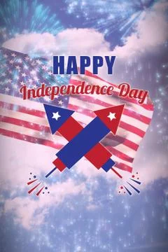 Composite image of digitally composite image of happy independence day text 写真素材