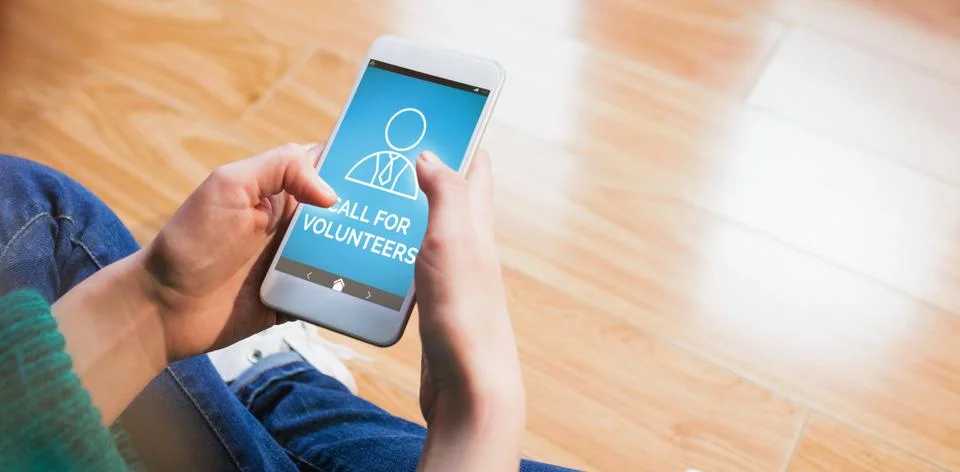 Composite image of digitally composite image of call for volunteers text with Stock Photos