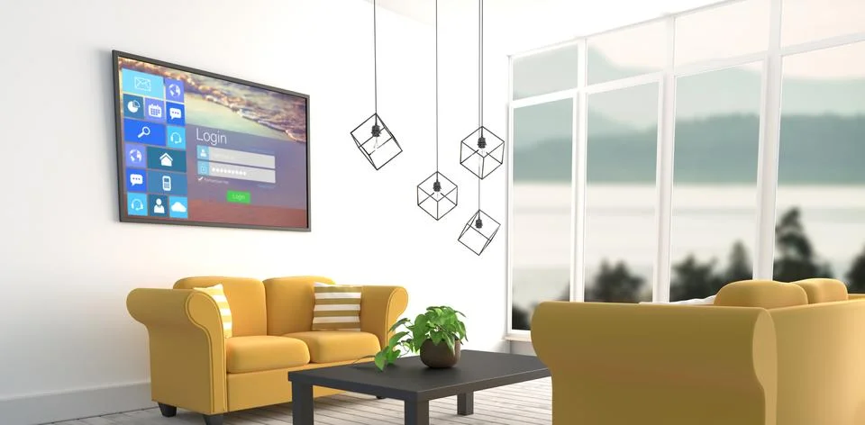 Composite image of digitally composite image of various computer icons with Stock Photos