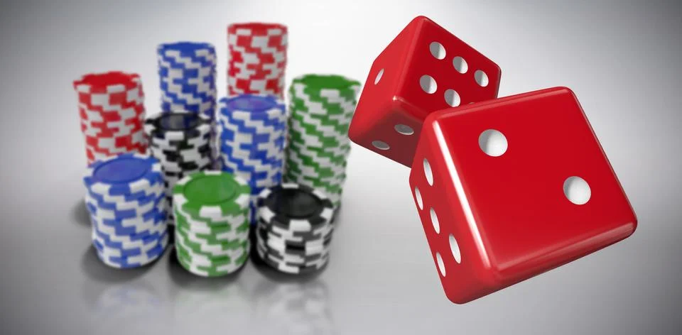 Composite image of digitally generated 3d image of red dice イラスト素材