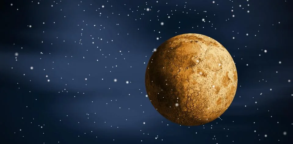 Composite image of digitally generated full gold moon Stock Illustration