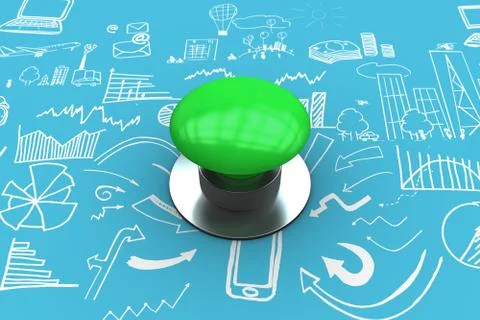 Composite image of digitally generated green push button Stock Illustration