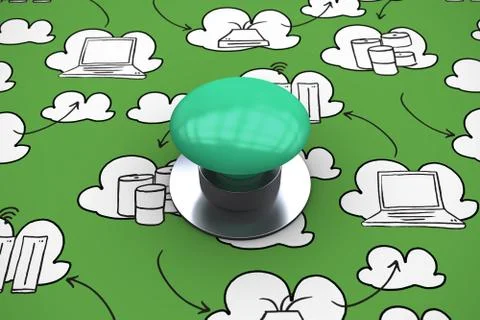 Composite image of digitally generated green push button Stock Illustration