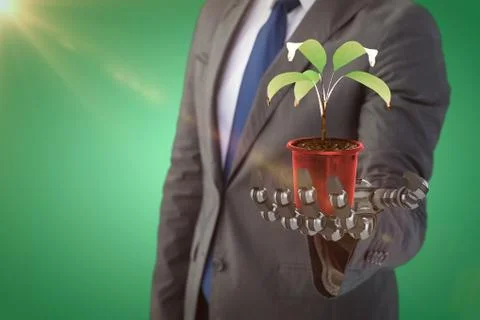 Composite image of digitally generated image of potted plant, 3d Stock Illustration
