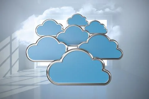 Composite image of digitally generated image of cloud shapes 3d Stock Illustration