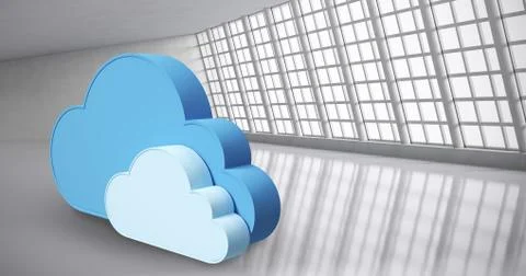 Composite image of digitally generated image of cloud shapes 3d Illustrazione stock