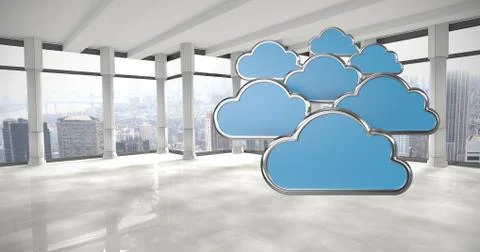 Composite image of digitally generated image of cloud shapes 3d Illustrazione stock