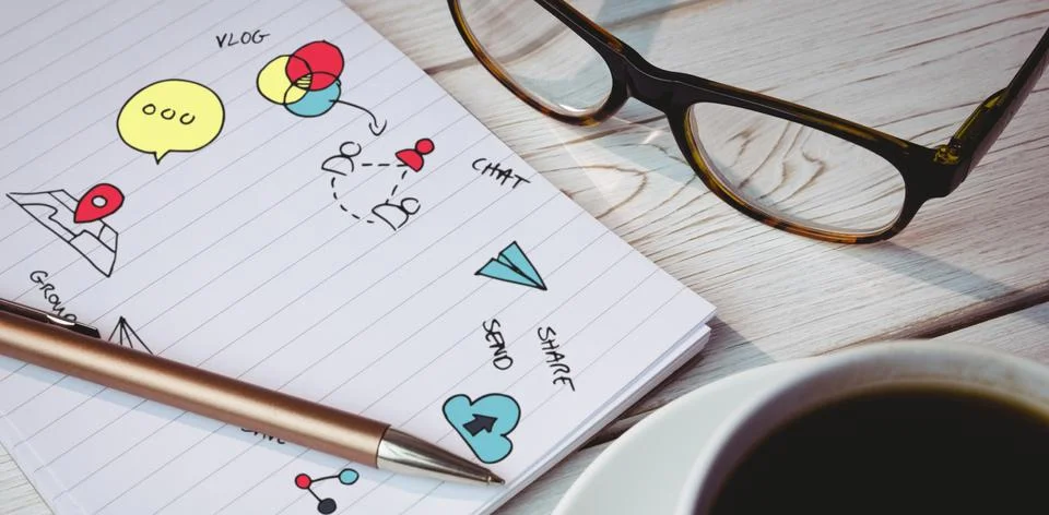 Composite image of digitally generated image of computer symbols Stock Illustration