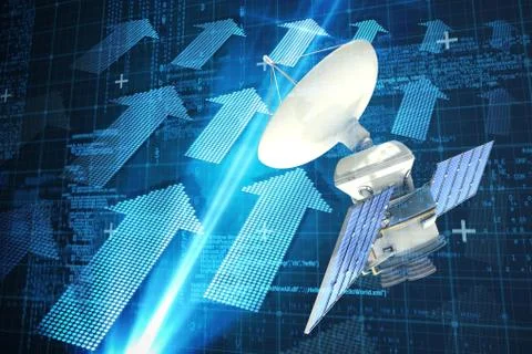 Composite image of digitally generated image of 3d solar powered satellite Stock Illustration